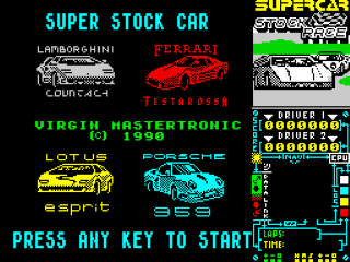 Super Stock Car title screen for ZX Spectrum